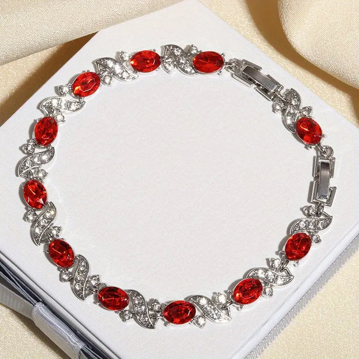 Pulseira de Ouro Branco com Acento Rubi Sofisticada