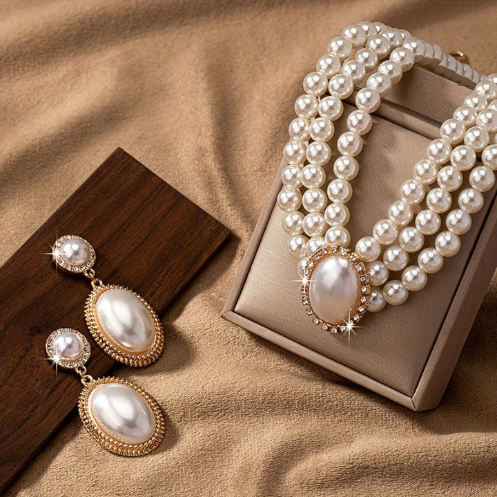 Conjunto de Joias com Pérolas Vintage