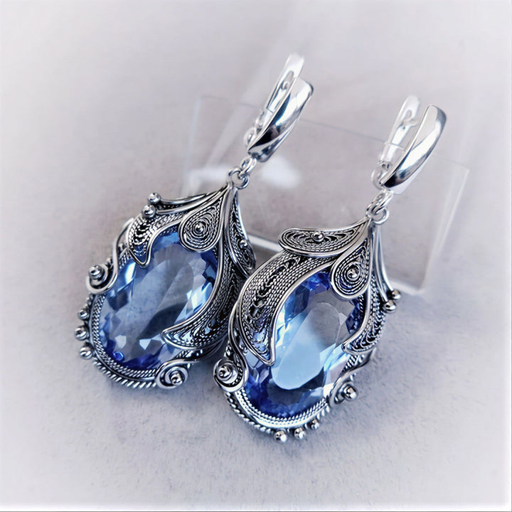 Brincos de Cristal Azul