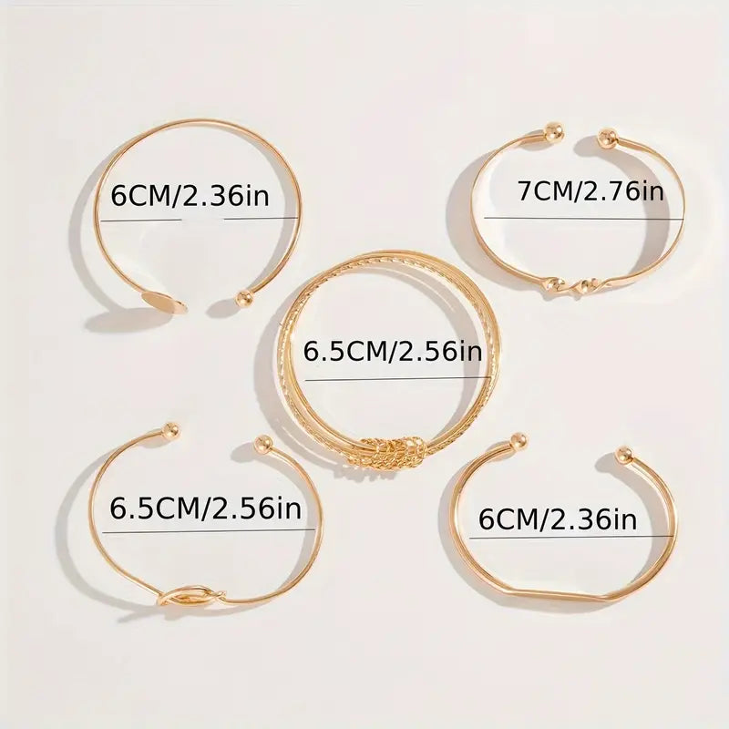 Conjunto de Pulseiras Douradas Estilosas
