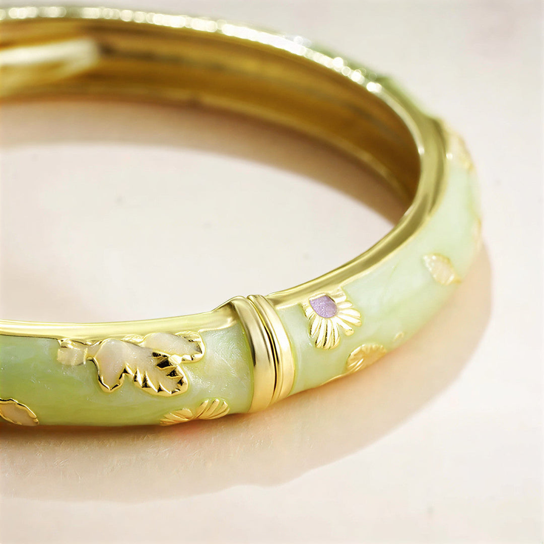 Pulseira Cloisonné Floral Vintage Elegante