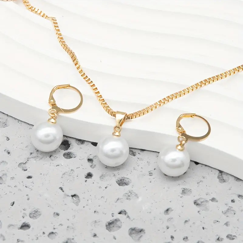 Conjunto de Colar de Pérola Elegante e Gracioso