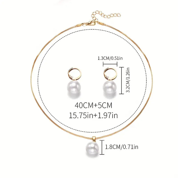 Conjunto de Colar de Pérola Elegante e Gracioso