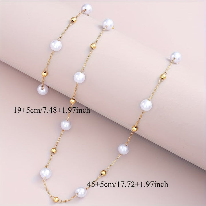 Conjunto de Joias com Corrente de Pérolas Delicadas