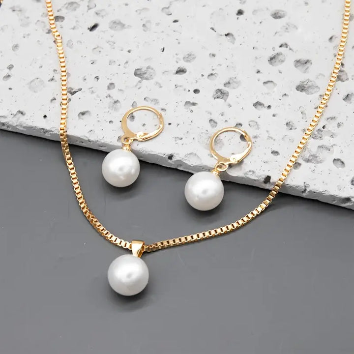 Conjunto de Colar de Pérola Elegante e Gracioso