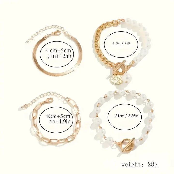 Conjunto de Pulseiras de Pérolas em Camadas Premium