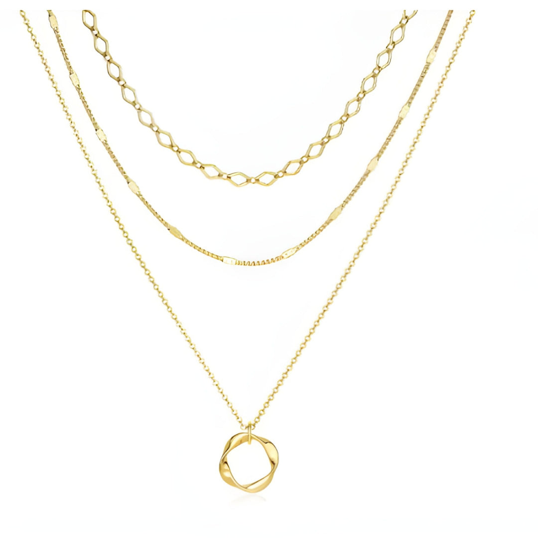 Colar Dourado Sutil de Três Camadas