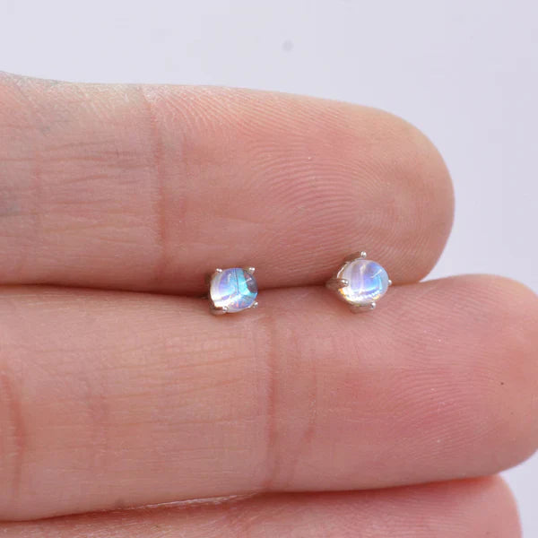 Brincos de Estudo Pequenos de Cristal de Sereia em Prata Esterlina