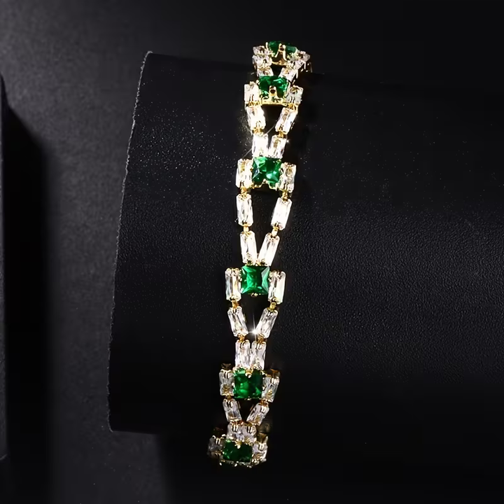 Pulseira Baguette Elegante em Ouro