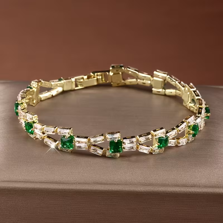 Pulseira Baguette Elegante em Ouro