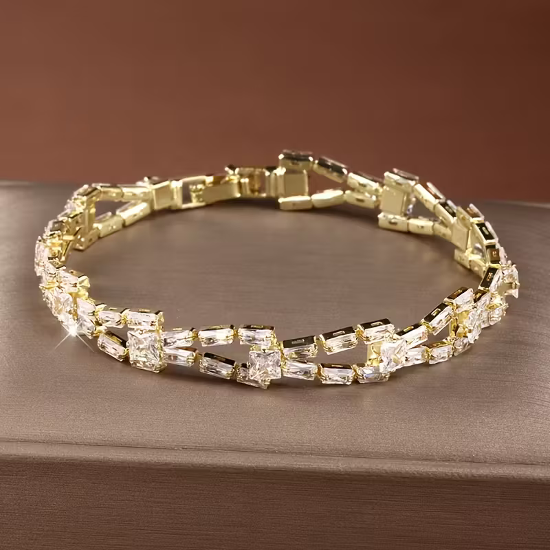 Pulseira Baguette Elegante em Ouro
