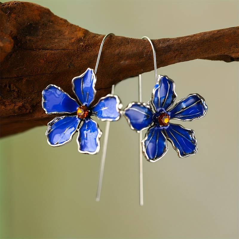 Brincos de Flores Vintage Azuis