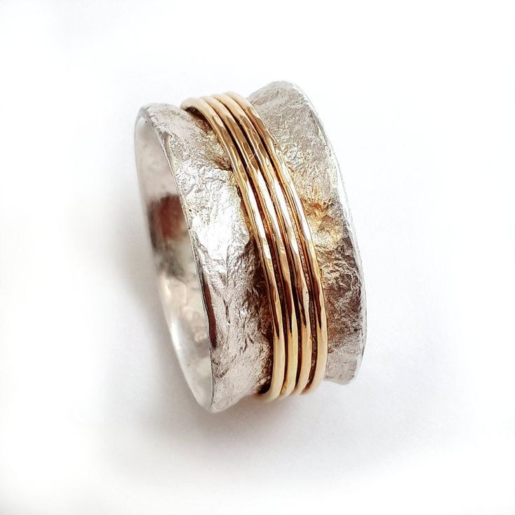 Anel de Fio Dourado em Prata Vintage