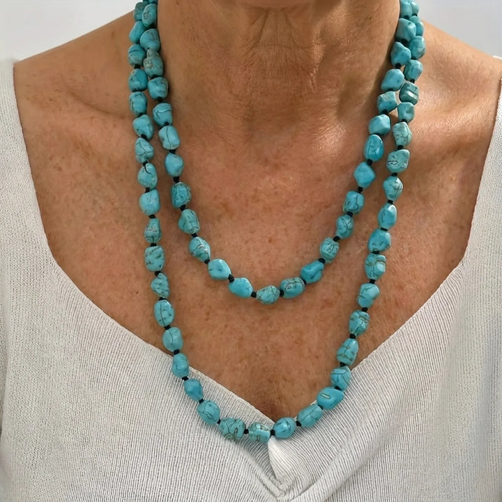 Colar Duplo Vintage Turquesa