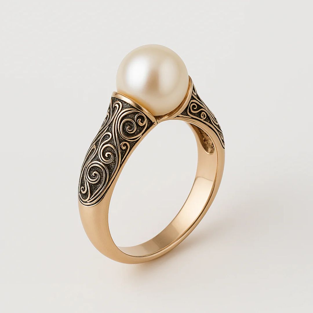 Anel Dourado Vintage com Pérola