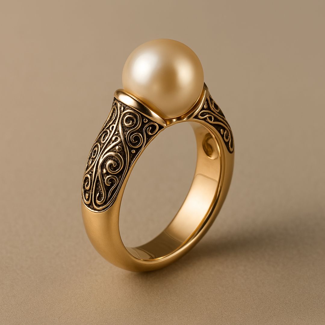 Anel de Ouro com Pérola Vintage Atemporal