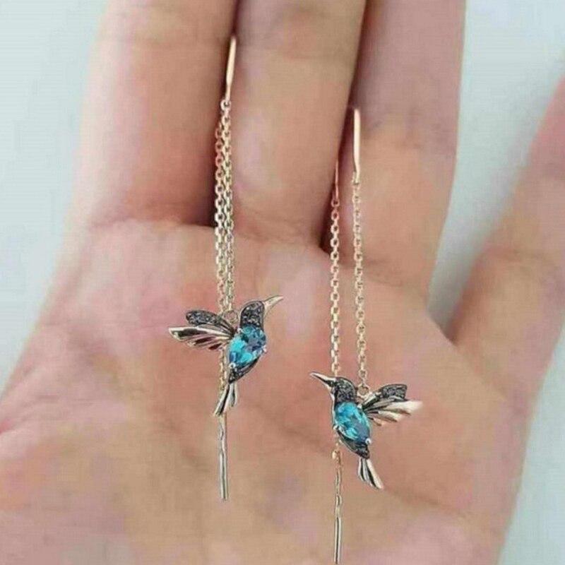 Brincos de Esmalte e Zircônia de Beija-flor