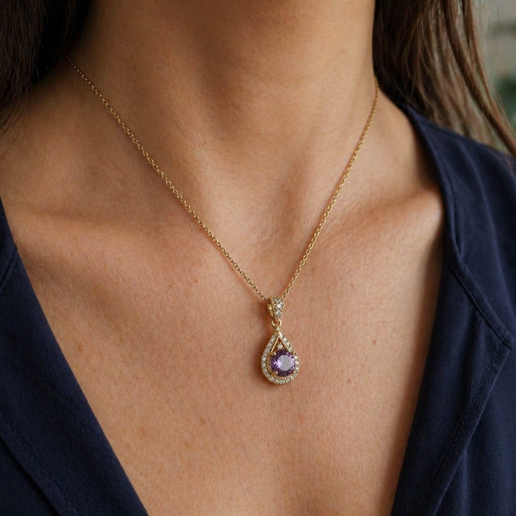 Colar de Pingente Halo Dourado Elegante