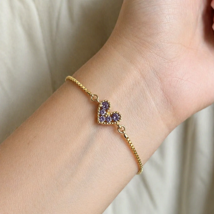 Pulseira Elegante de Ouro Lilás