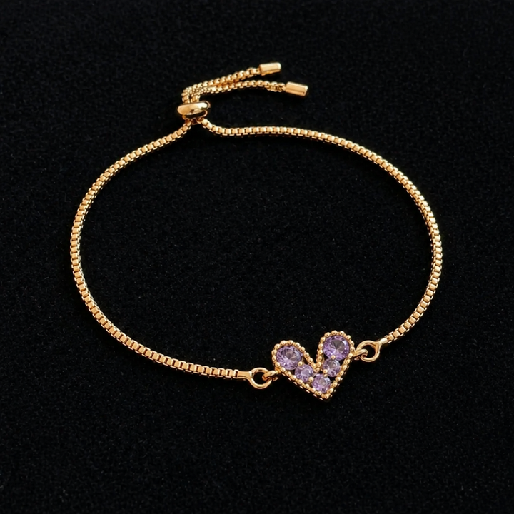 Pulseira Elegante de Ouro Lilás
