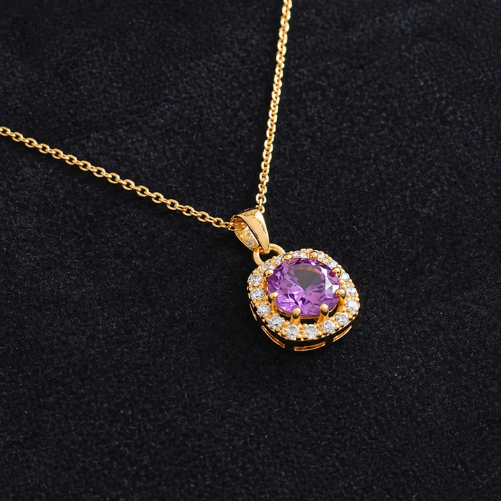 Colar de Ouro com Pave de Ametista Sofisticado