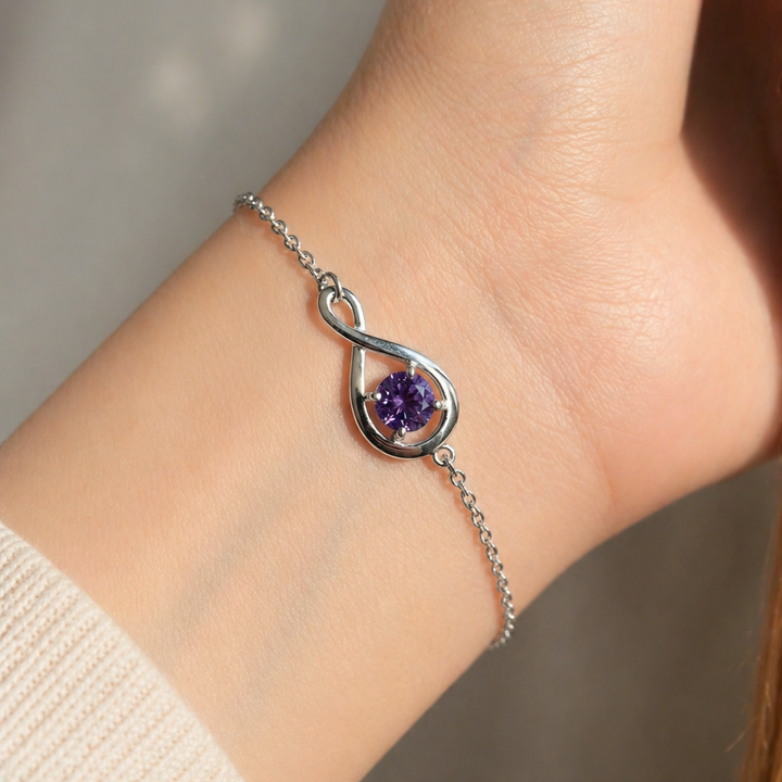 Pulseira de Cadeia Elegante com Ametista