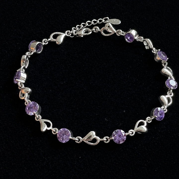 Pulseira Charm Coração de Ametista Sofisticada