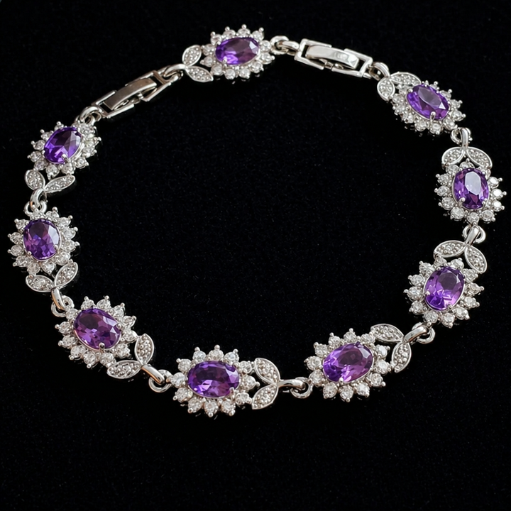 Pulseira Elegante Botânica em Ouro Branco