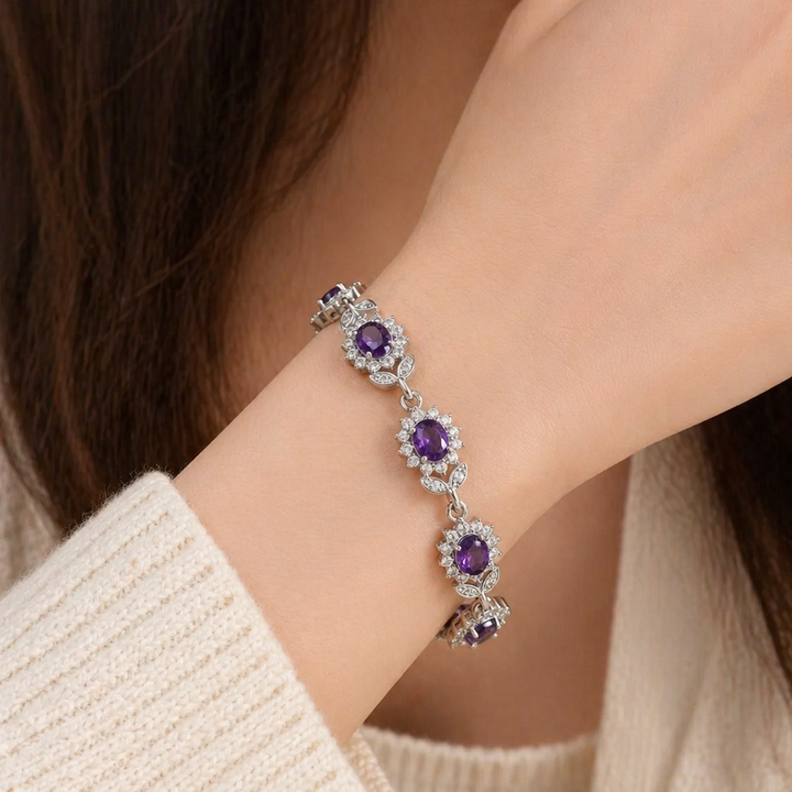 Pulseira Elegante Botânica em Ouro Branco