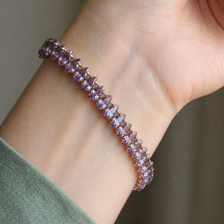 Pulseira de Ouro com Ametista Elegante