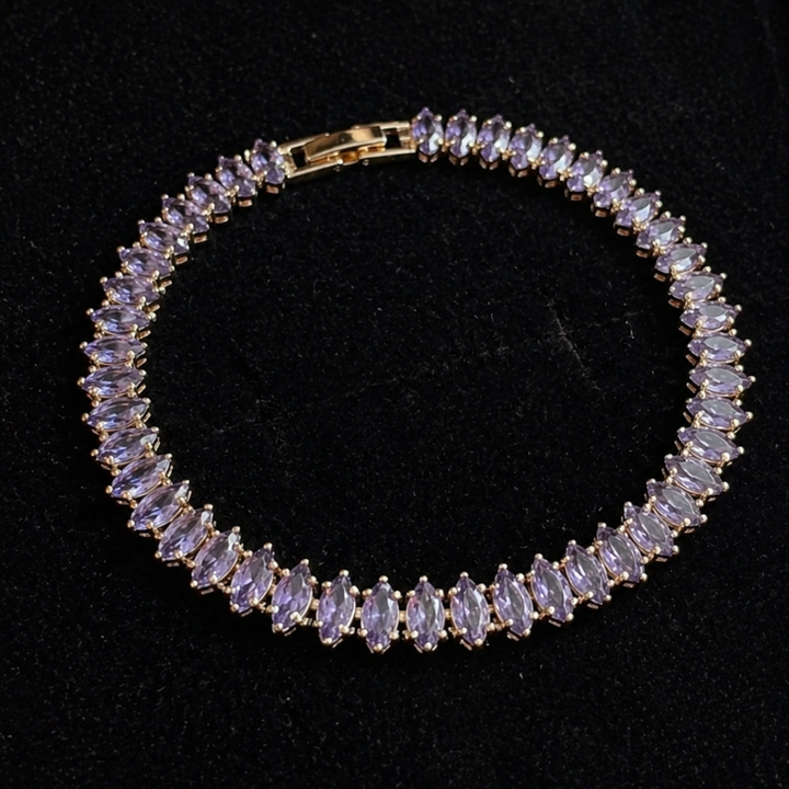 Pulseira de Ouro com Ametista Elegante