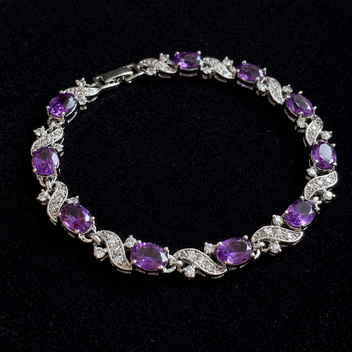 Pulseira de Ouro Branco Valethyst Elegante