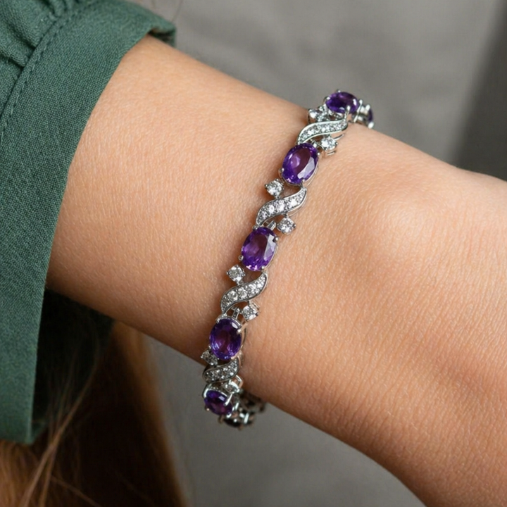 Pulseira de Ouro Branco Valethyst Elegante