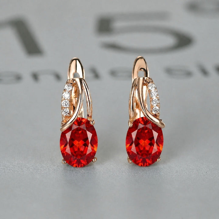 Brincos Ouro Glow Rubi Sofisticados