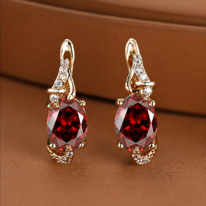 Brincos Elegantes de Ouro Vermelho