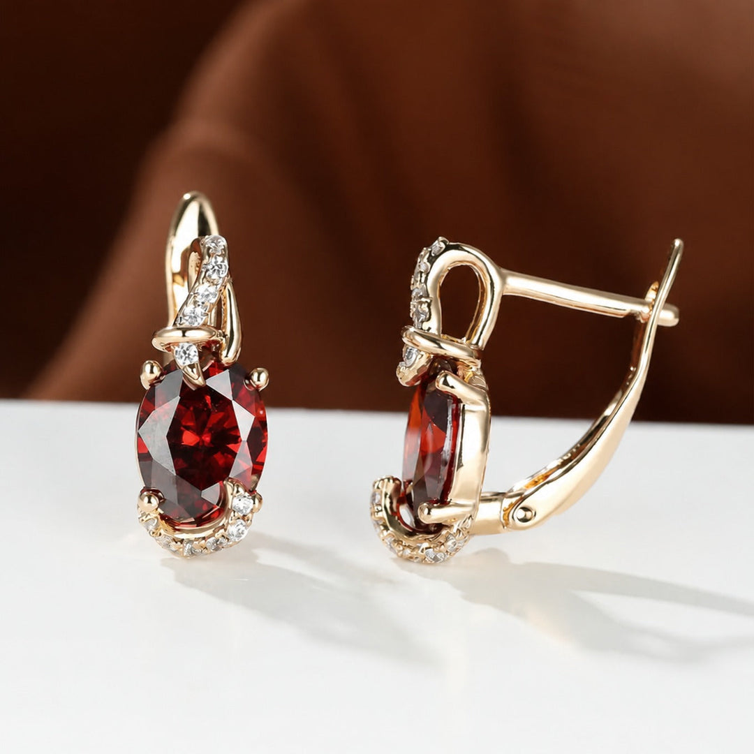 Brincos Elegantes de Ouro Vermelho