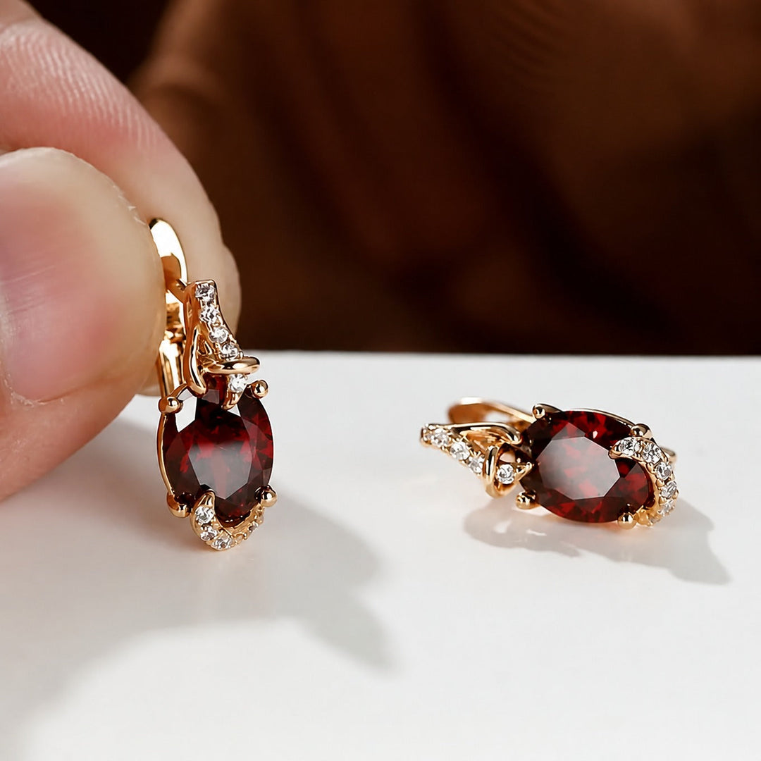 Brincos Elegantes de Ouro Vermelho