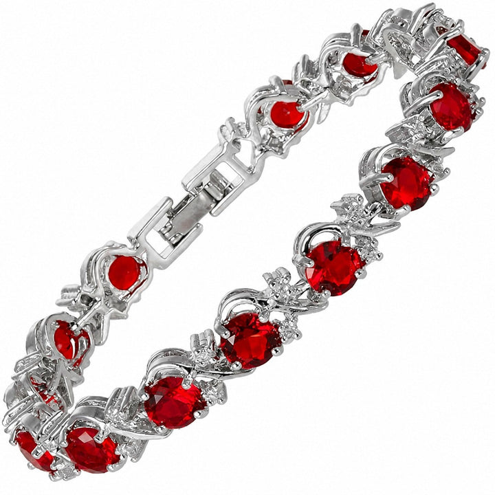 Pulseira de Ouro Branco com Rubi Sofisticada