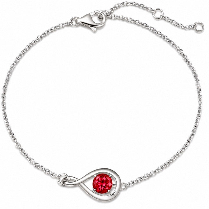 Pulseira de Ouro Branco Infinito Elegante com Rubi
