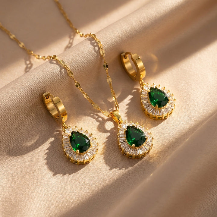 Conjunto de Joias Esmeralda Opulento