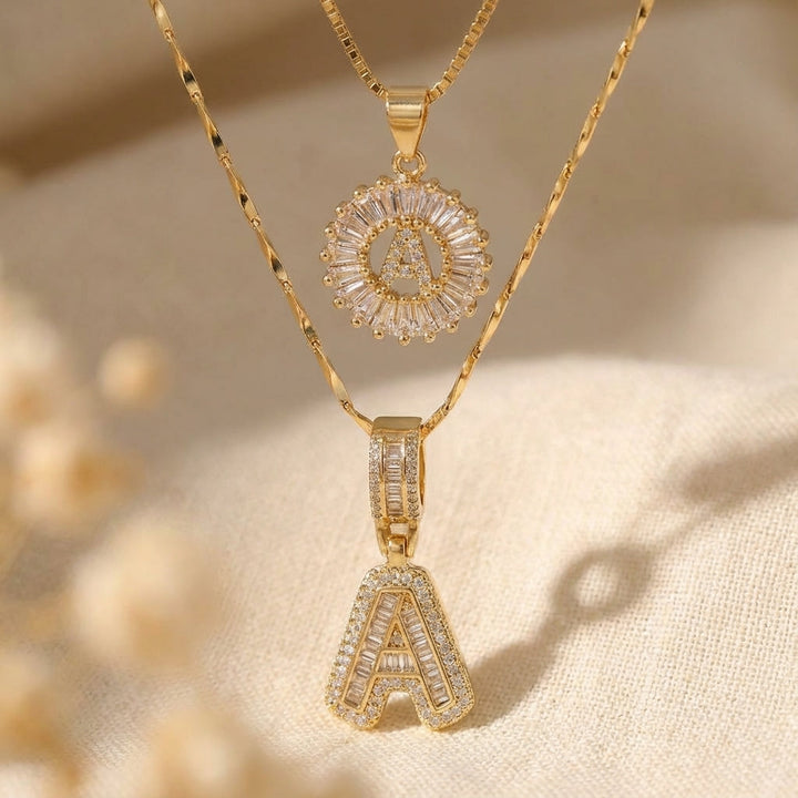 Conjunto de Colar Letra Ouro Premium