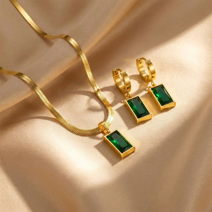 Conjunto de Joias de Ouro Esculpido Elegante
