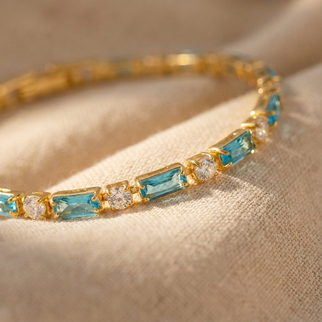 Pulseira Dourada Turquesa Elegante