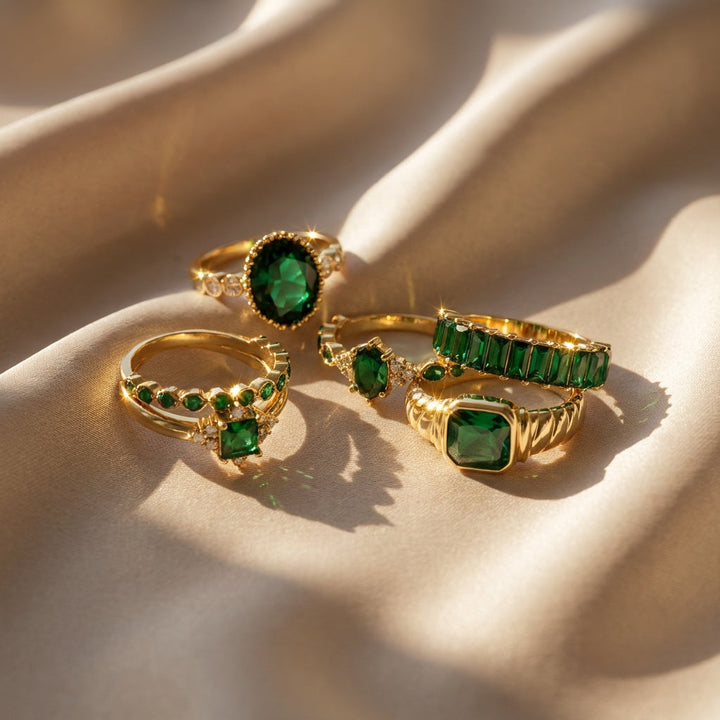 Conjunto de Anéis Palazzo Emerald