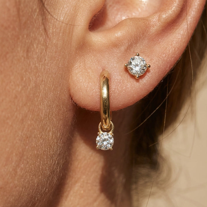 Conjunto de Brincos de Diamante Dourado Elegante