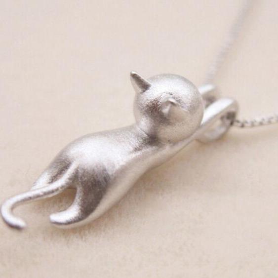 Colar de Gato Brincalhão em Prata Esterlina 925