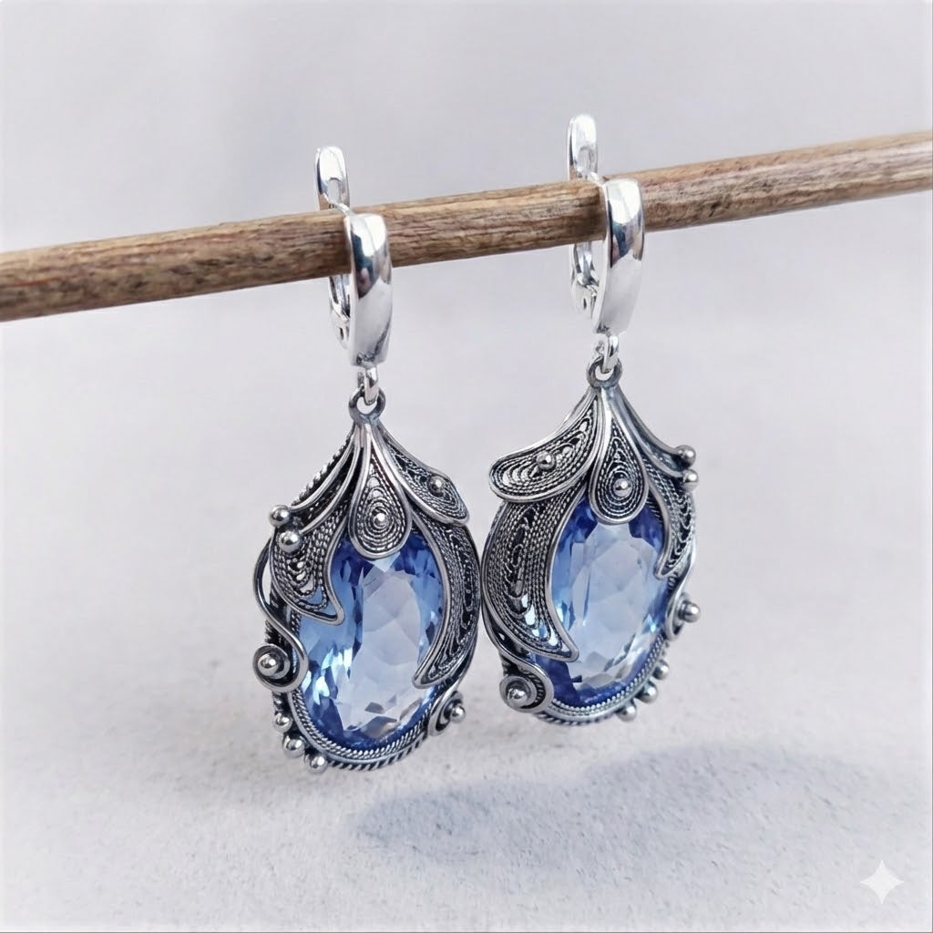 Brincos de Cristal Azul