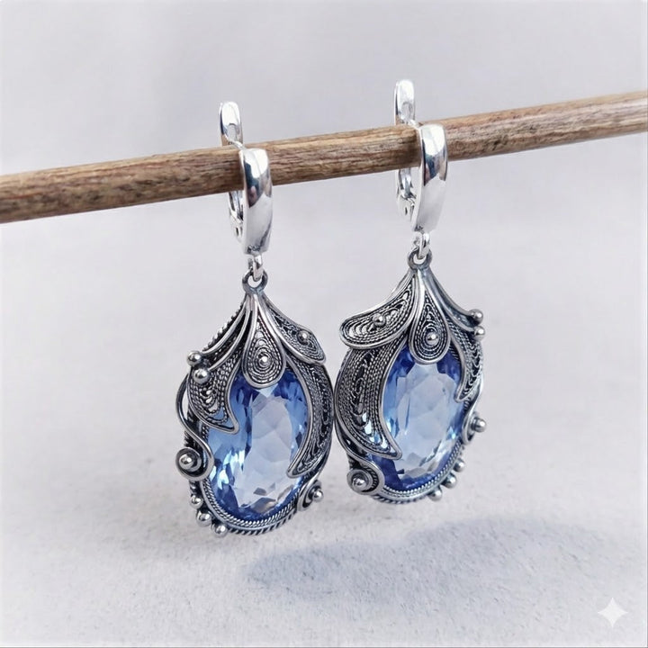 Brincos de Cristal Azul