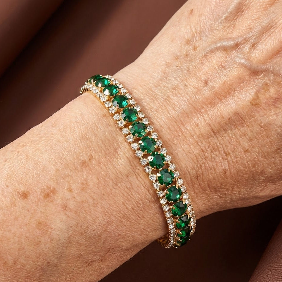 Pulseira de Ouro Torcido Esmeralda