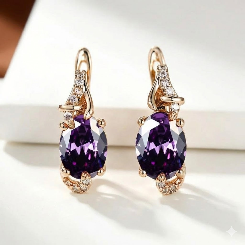 Deslumbrantes Brincos de Ouro com Safira
